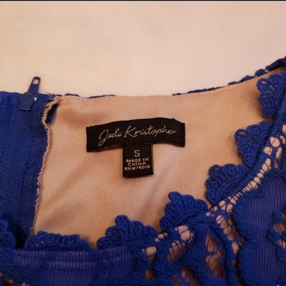 Jodi Kristopher Blue Lace Dress 5 Sleeveless - Picture 7 of 7